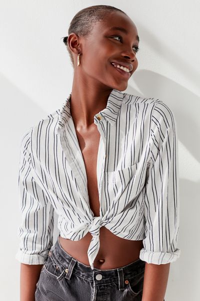 UO Lilyanna Striped Button-Down Shirt | Urban Outfitters