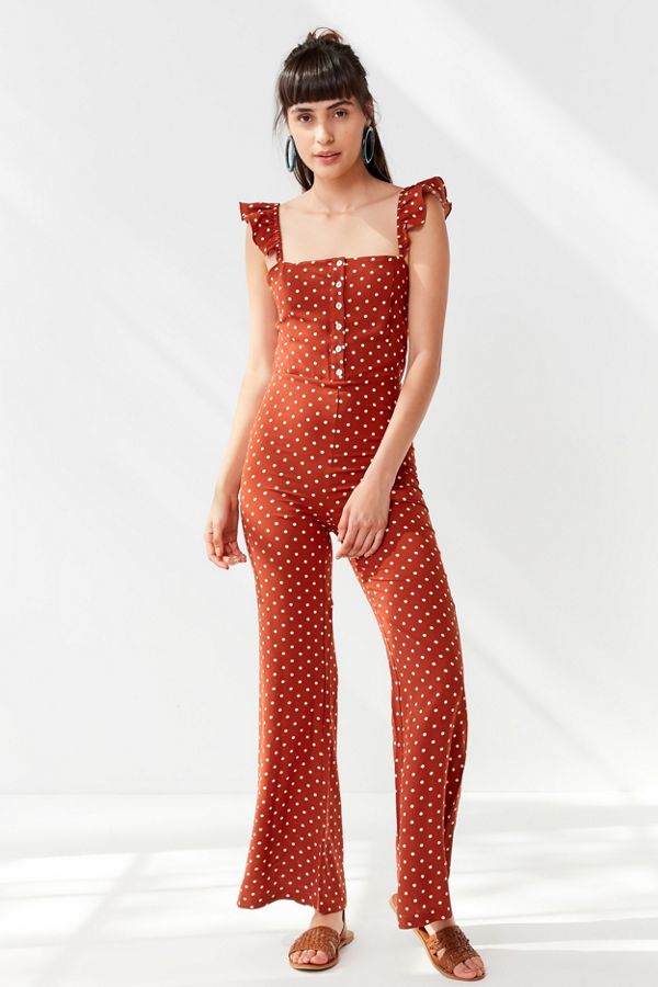 Slide View: 2: Lucca Couture Madelynn Polka Dot Ruffle Jumpsuit