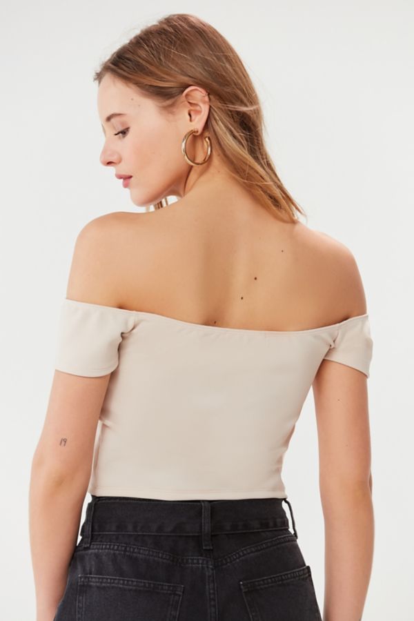 Uo Off The Shoulder Ribbed Cropped Top Urban Outfitters 