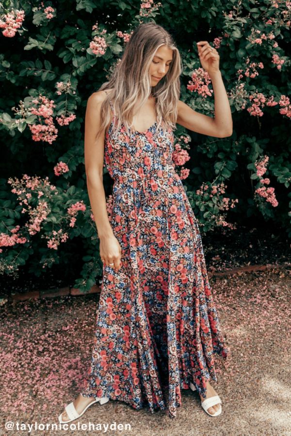 Auguste The Label Floral Drawstring Maxi Dress | Urban Outfitters