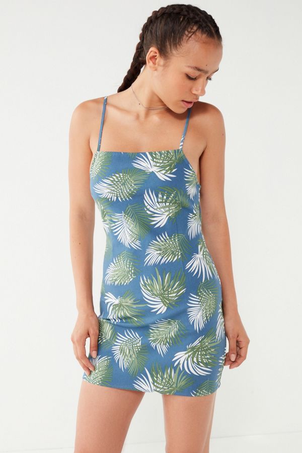 UO Palm Print Bodycon Mini Dress Urban Outfitters