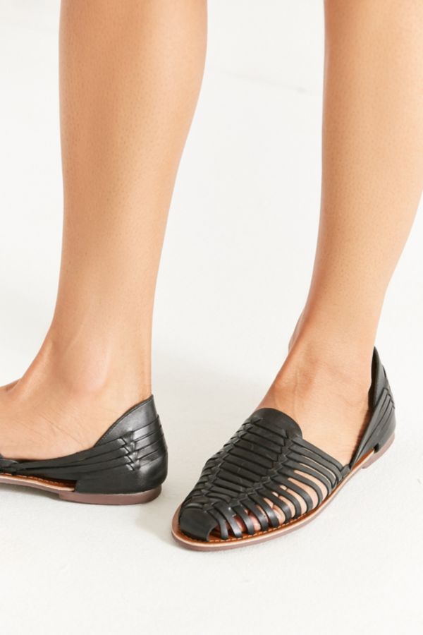 woven huarache pointed toe flats