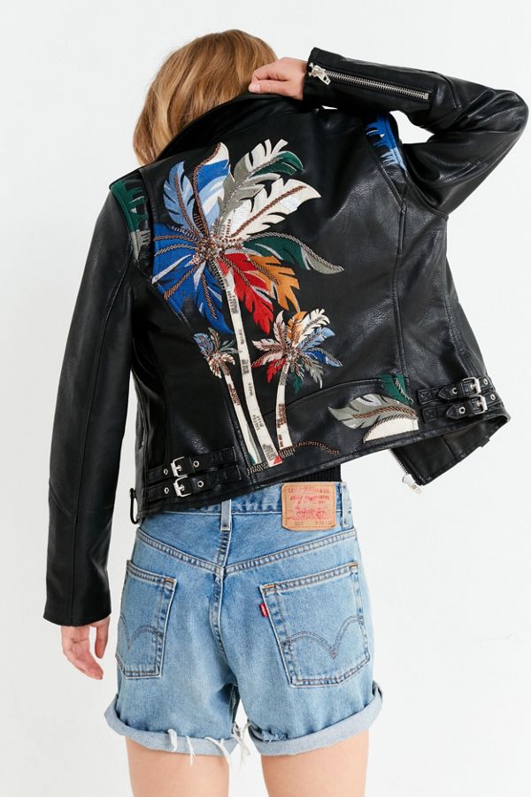 BLANKNYC Island Embroidered Moto Jacket Urban Outfitters