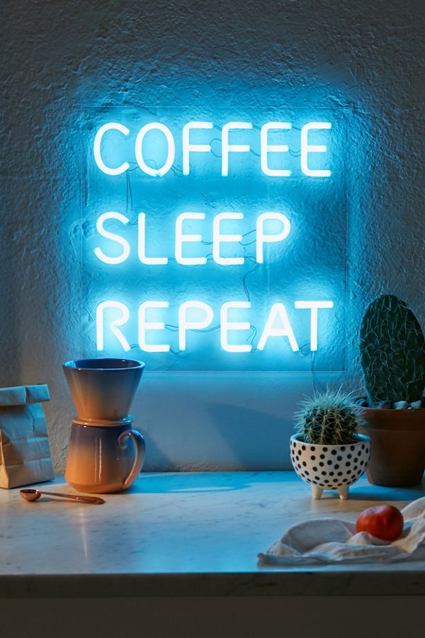Slide View: 1: Coffee, Sleep, Repeat LED Neon Sign