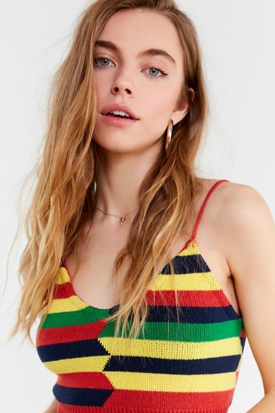 UO Birds Eye Striped Cropped Tank Top | Urban Outfitters
