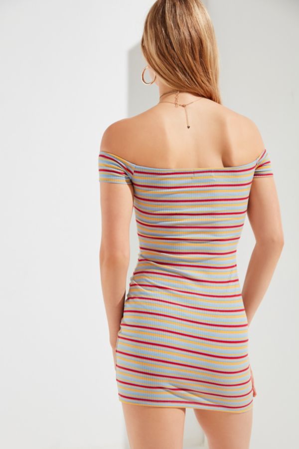 UO Off-The-Shoulder Striped Bodycon Dress | Urban Outfitters