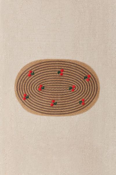 Embroidered Cherry Oval Rug