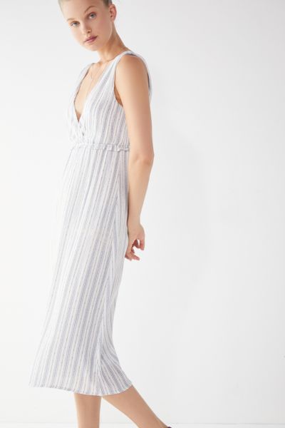 UO Empire-Waist Surplice Striped Midi Dress | Urban Outfitters