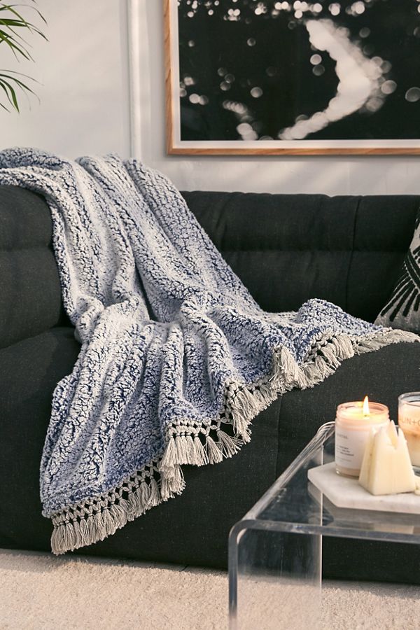 Slide View: 5: Amped Fleece Fringe Trim Throw Blanket