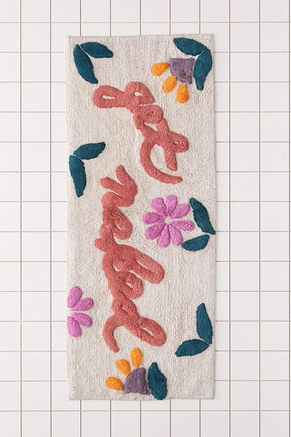 Slide View: 1: Get Naked Floral Bath Mat