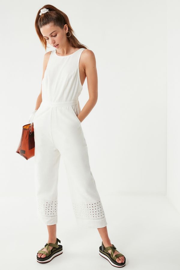 UO Padma Embroidered Eyelet Jumpsuit | Urban Outfitters