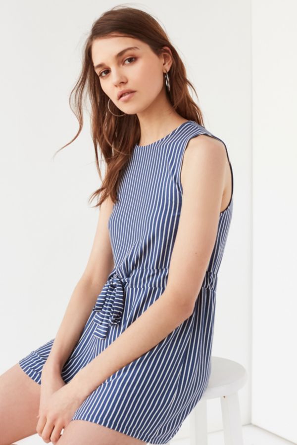 UO Striped Knit Drawstring Romper | Urban Outfitters