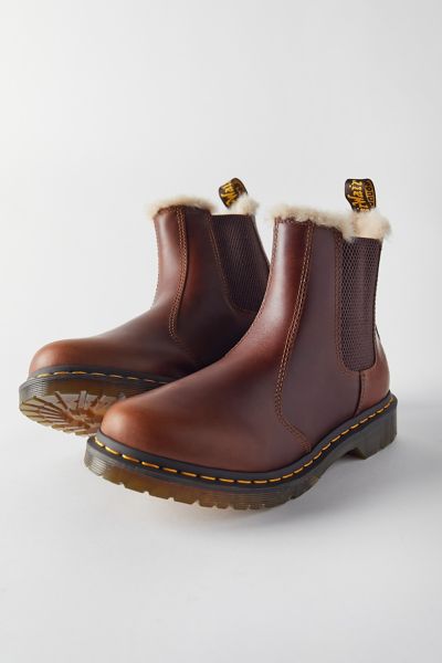 Dr. Martens 2976 Leonore Faux Fur lined Chelsea Boot In Brown