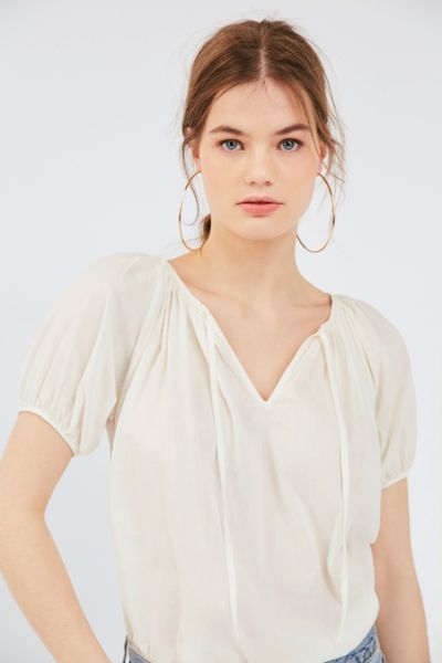 UO Mia Tie-Front Peasant Tee | Urban Outfitters