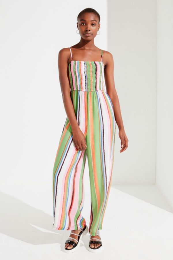 UO Smocked Striped Jumpsuit | Urban Outfitters