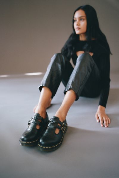Shop Dr. Martens' 8065 Smooth Leather Mary Jane Shoe In Black, Women's At Urban Outfitters