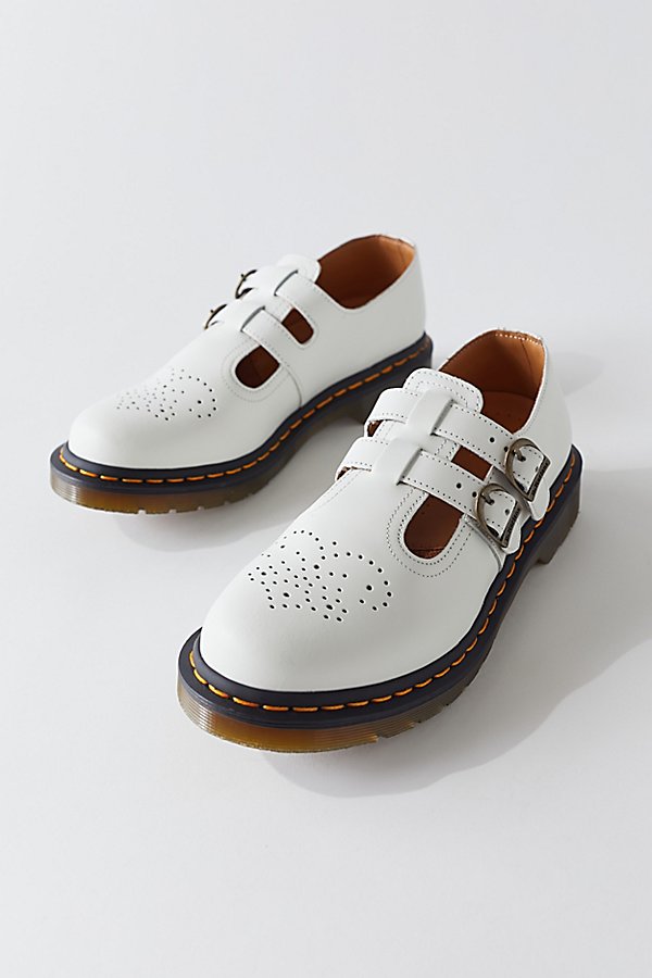 Shop Dr. Martens' 8065 Smooth Leather Mary Jane Shoe In White, Women's At Urban Outfitters