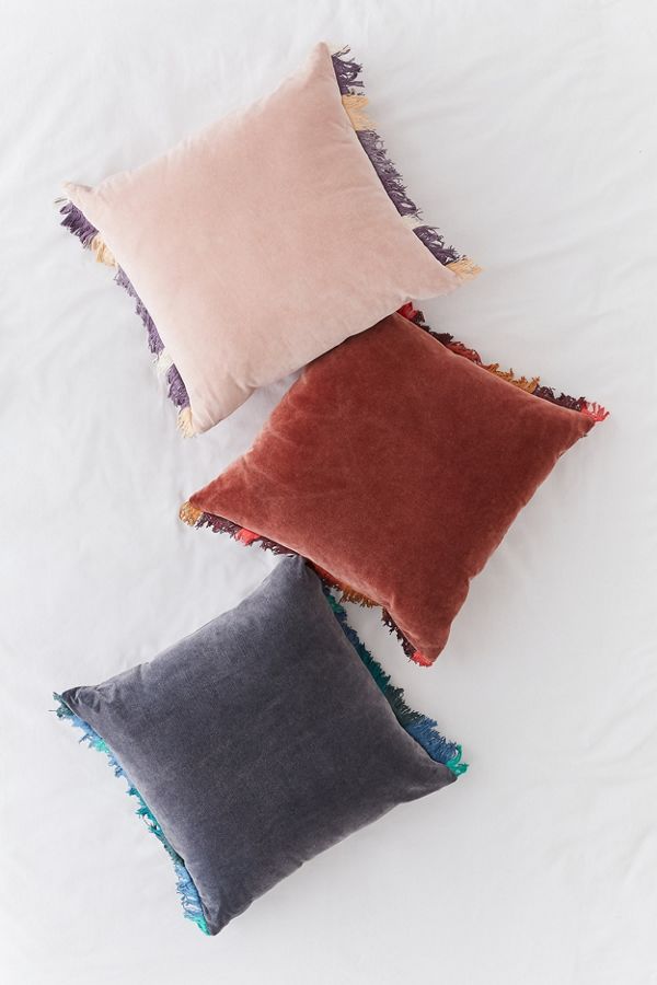 Slide View: 4: Veronica Velvet Fringe Throw Pillow