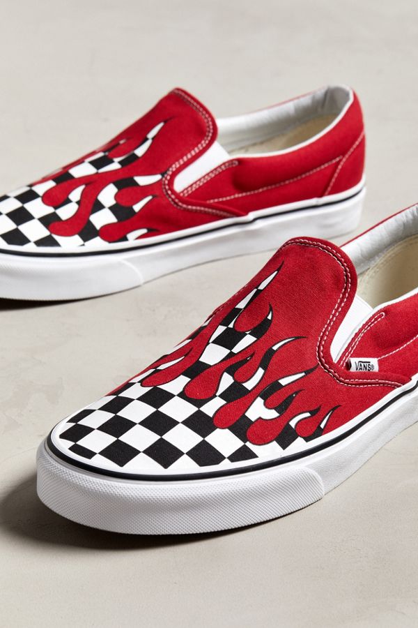 Vans Slip-On Checkerboard Flame Sneaker | Urban Outfitters