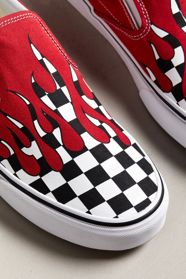 Vans Slip-On Checkerboard Flame Sneaker | Urban Outfitters