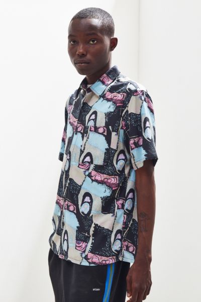 UO 90s Patterned Rayon Button-Down Shirt | Urban Outfitters