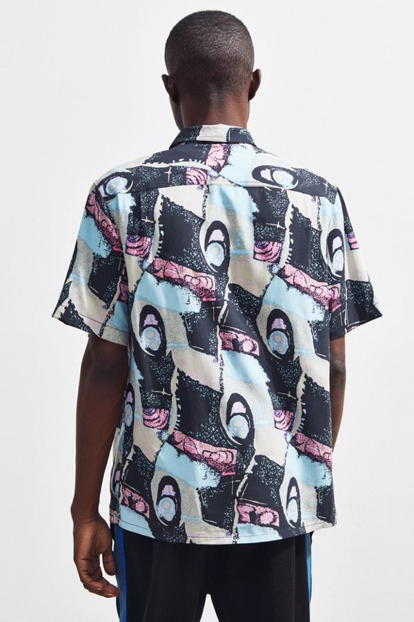 UO 90s Patterned Rayon Button-Down Shirt | Urban Outfitters