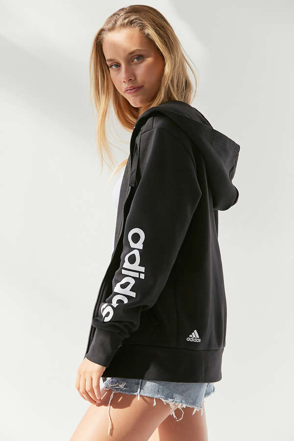 adidas Originals Logo Arm Zip-Up Hoodie Sweatshirt | Urban Outfitters