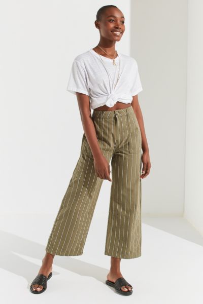 UO Striped Twill Wide-Leg Trouser | Urban Outfitters