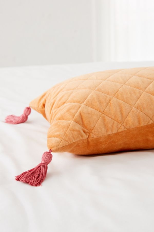 Quilted Velvet Tassel Bolster Pillow Urban Outfitters
