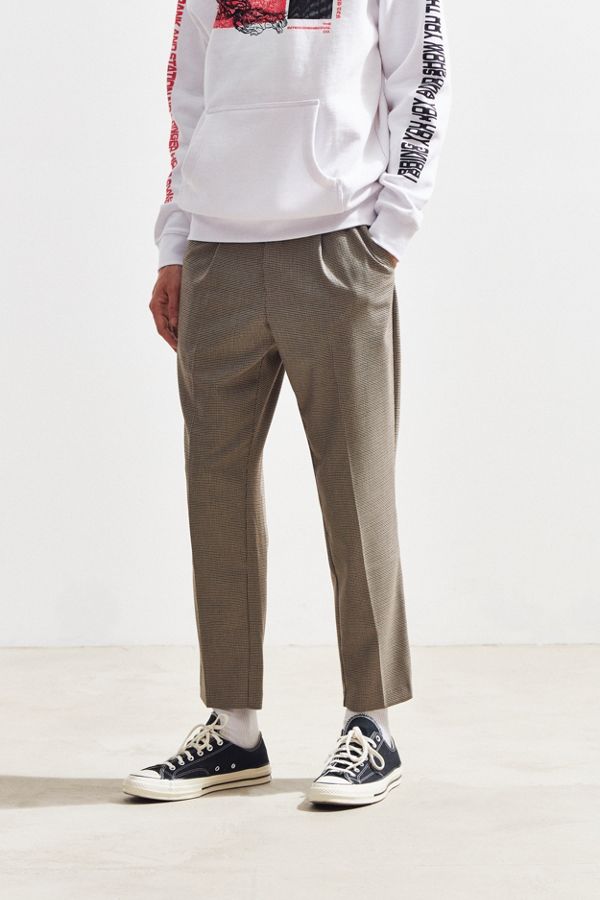 Loom Houndstooth Pleated Cropped Pant Urban Outfitters