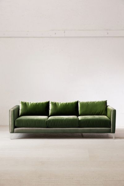 Urban Outfitters Chamberlin Velvet Sofa In Green