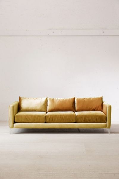 Urban Outfitters Chamberlin Velvet Sofa In Gold
