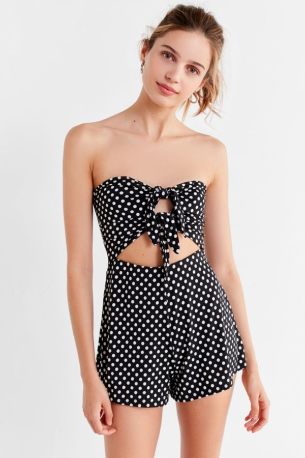 Tie-Front Strapless Romper