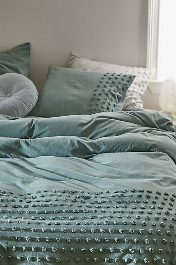 Urban Outfitters Tufted Dot Duvet Cover In Dark Green