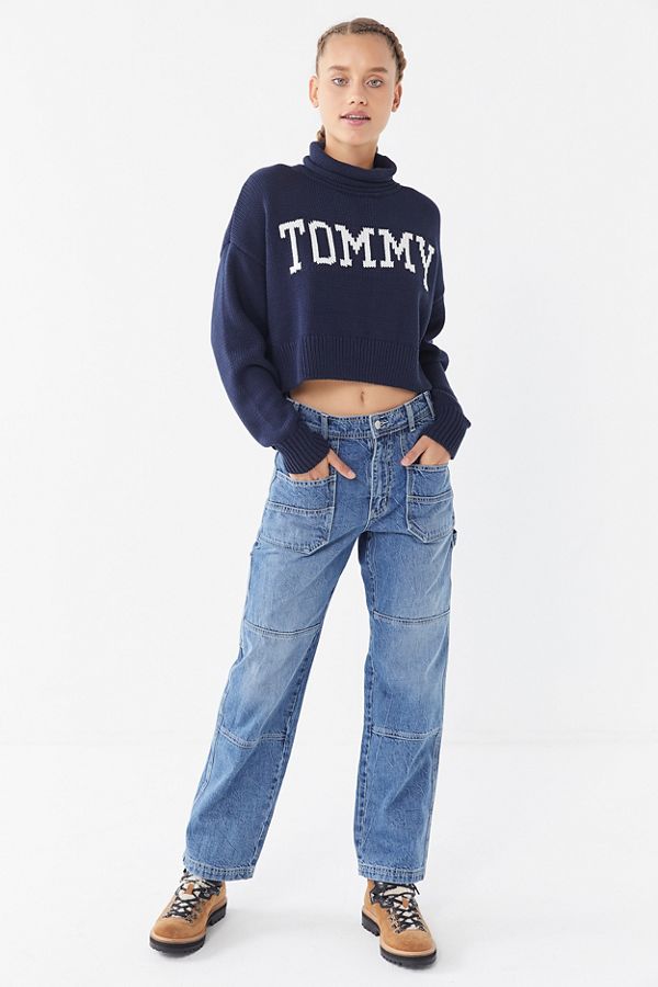 Tommy Jeans Logo Turtleneck Sweater | Urban Outfitters