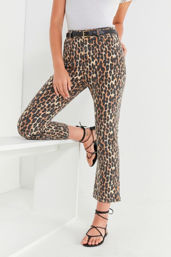 Slide View: 1: BDG Kick Flare High-Rise Cropped Jean â Leopard