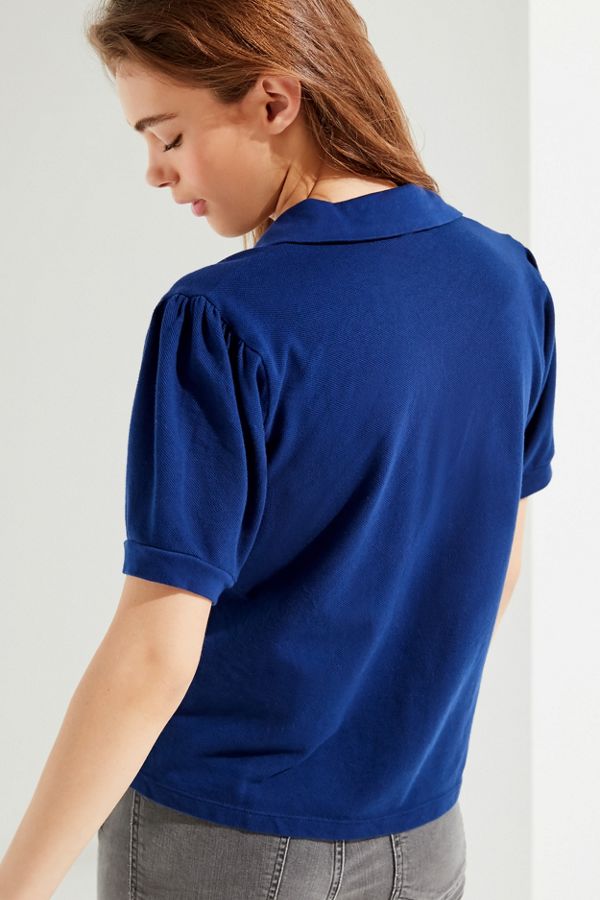Riley & Rae Women's Tobi Puff Sleeve Polo Shirt Blue Size Medium main image 0
