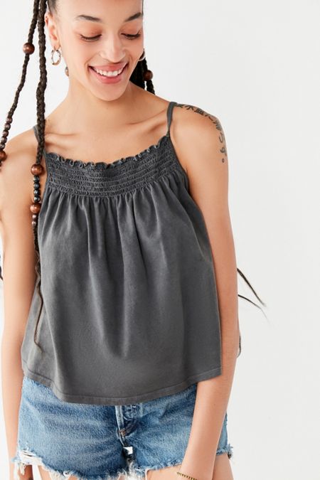 Truly Madly Deeply Smocked High-Neck Tank Top