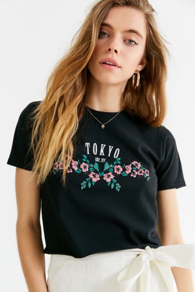 Embroidered Tokyo Cropped Tee | Urban Outfitters