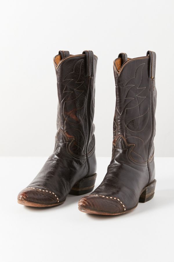 Vintage Chocolate Braided Toe Cowboy Boot | Urban Outfitters