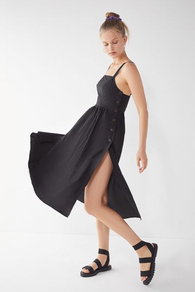 UO Kaye Square-Neck Button-Down Midi Dress