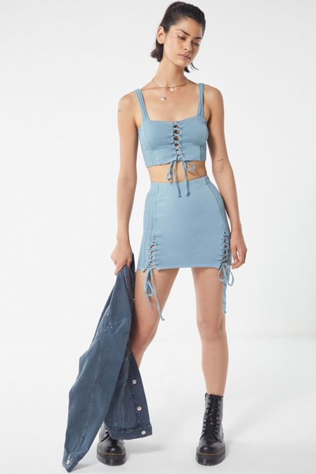 Slide View: 2: UO Lace-Up Mini Skirt