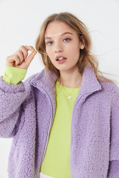 UO Willow Fuzzy Drawstring Teddy Jacket