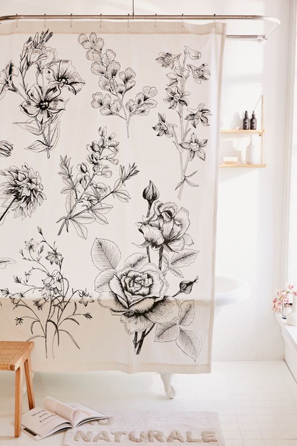 Slide View: 1: Makenna Etched Floral Shower Curtain