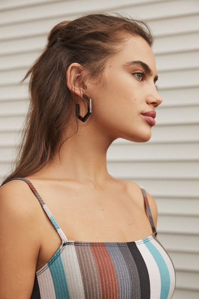 Resin Hex Hoop Earring