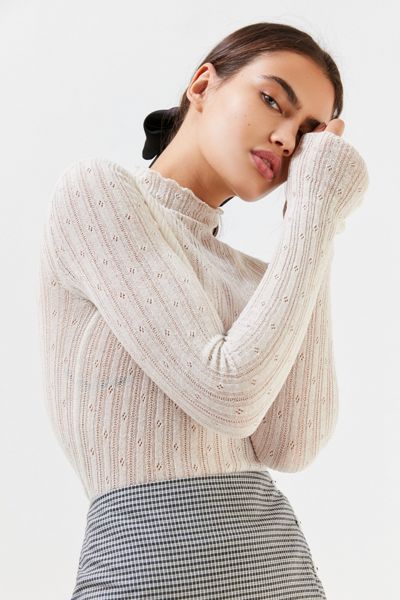 UO Poppy Pointelle Turtleneck Sweater