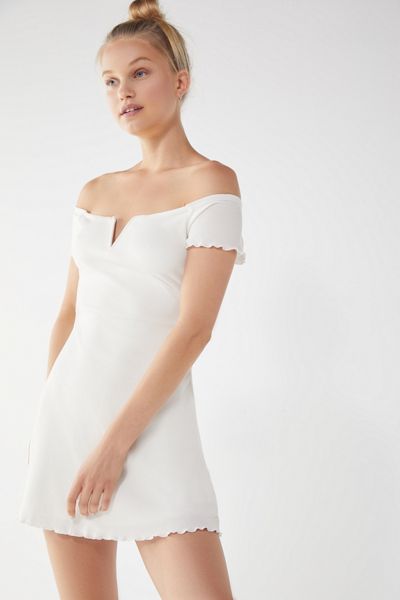 UO Nicki Off-The-Shoulder Notch Neck Mini Dress