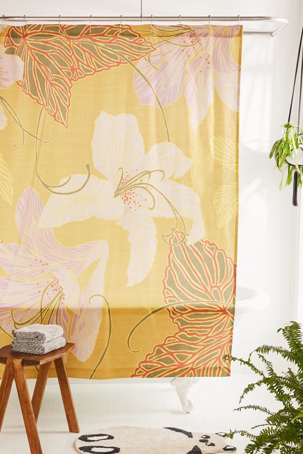 Slide View: 1: Lily Floral Shower Curtain