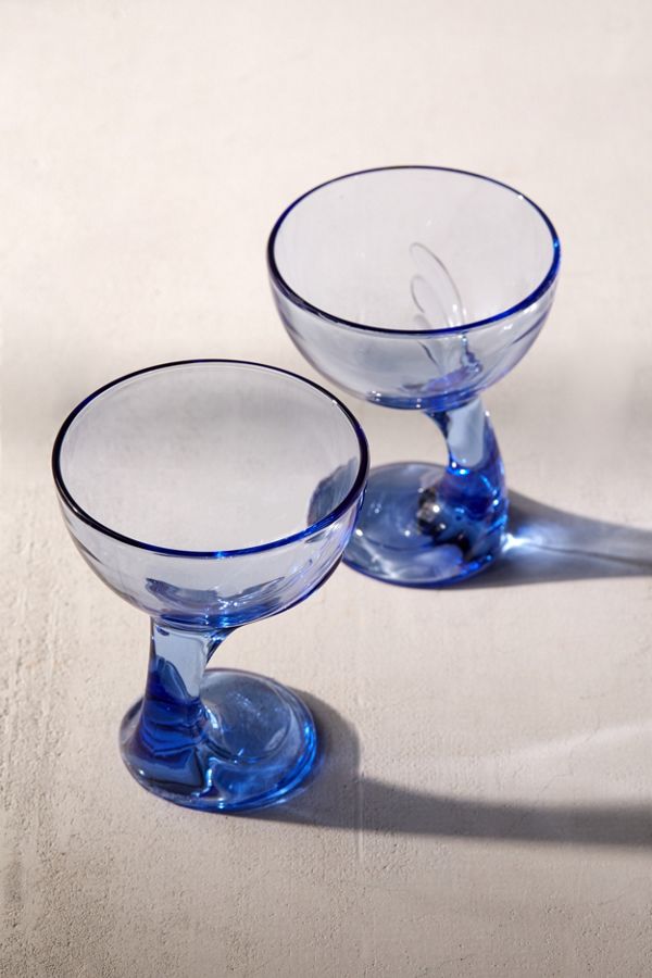 Slide View: 1: Casa Shop For UO Vintage Italian Blue Glass - Set Of 2
