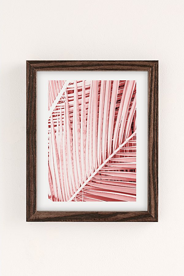 Honeymoon Hotel Pink Tropics Art Print In Walnut Wood Frame
